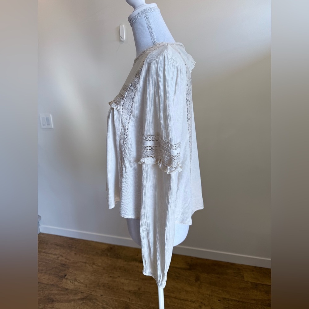 American Eagle Lace Peasant Blouse size Medium Boho Romantic Ethereal Victorian - Picture 3 of 9